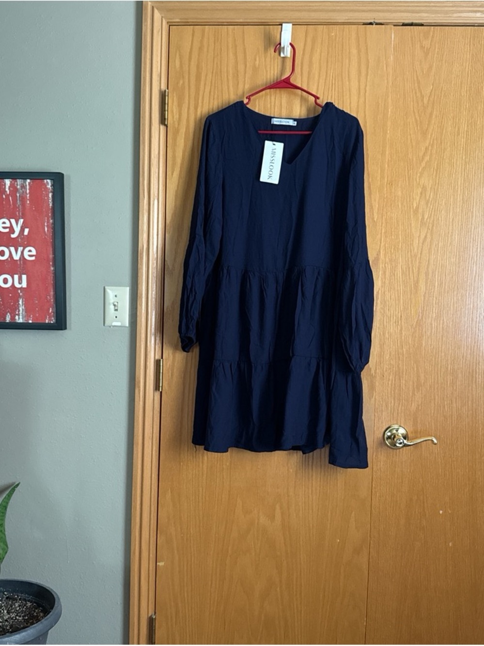 Navy Long-Sleeve Tiered Dress